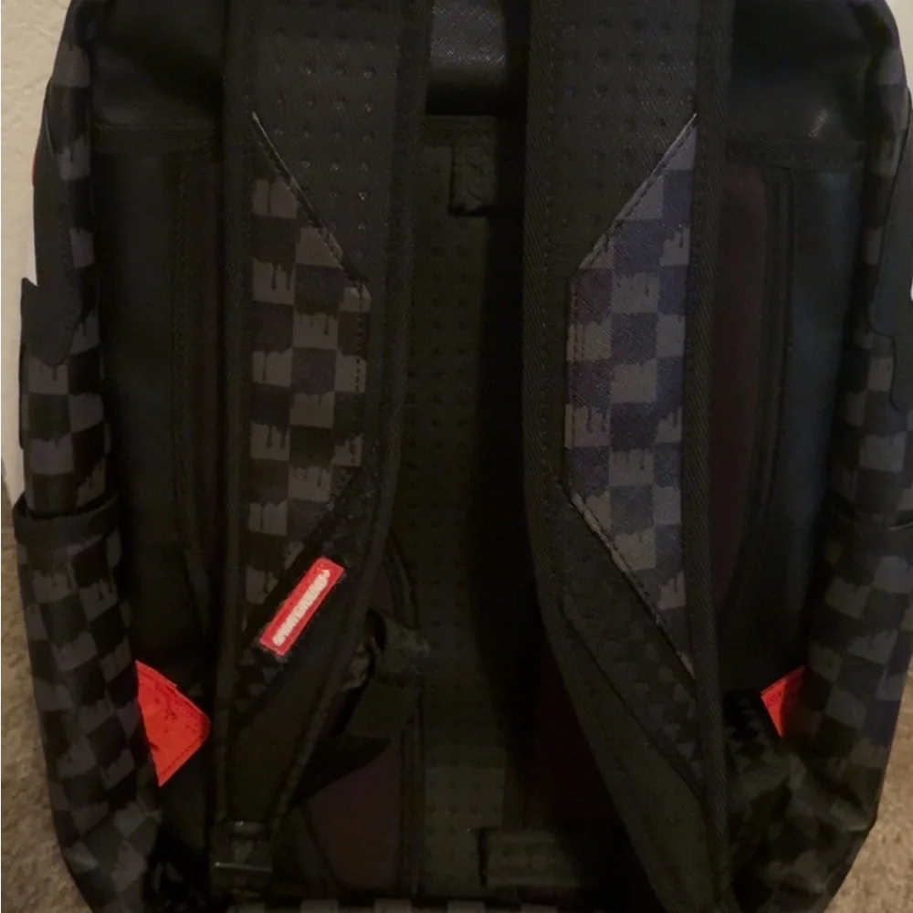 Sprayground Checkered Black and Red Shark Backpack - Picture 2 of 5